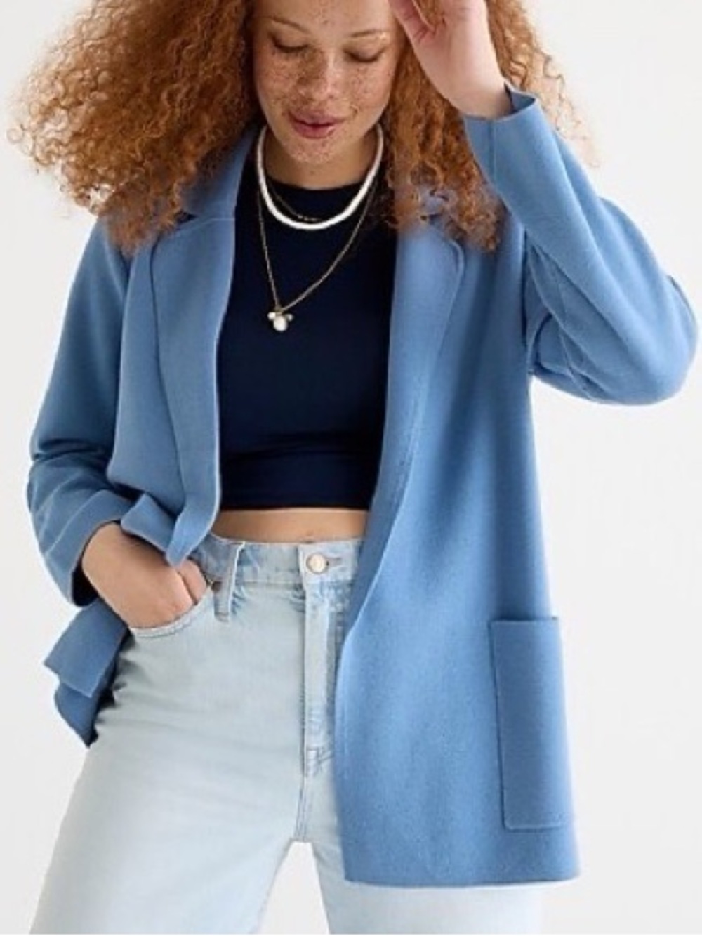 J. Crew Eloise Sweater Blazer Cardigan In Courier Blue Size Medium NWOT